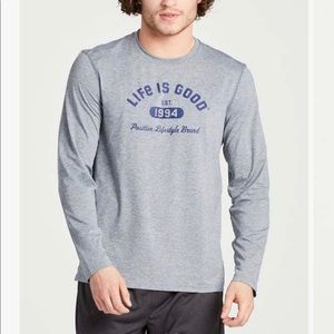 New w/o Tags Slate Gray Life is Good Long Sleeve Active Crewneck Tee XL